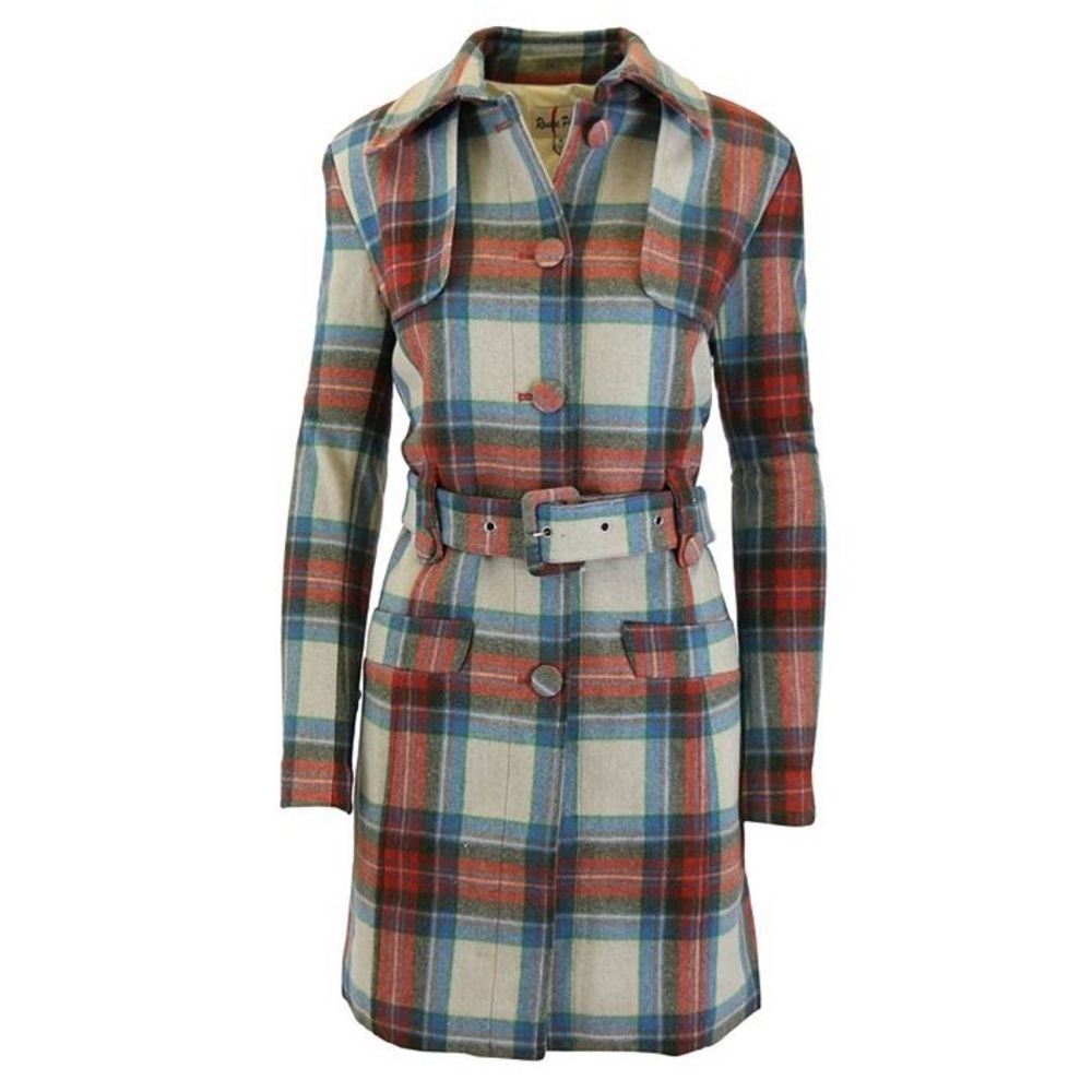 Rouge Pur  Multicolor Plaid Trench Coat